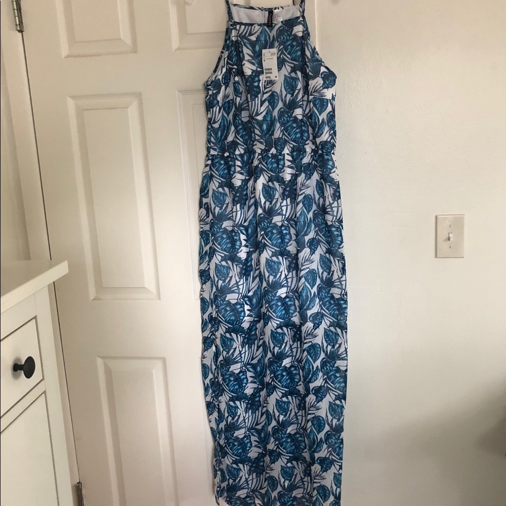 Blue and white maxi dress